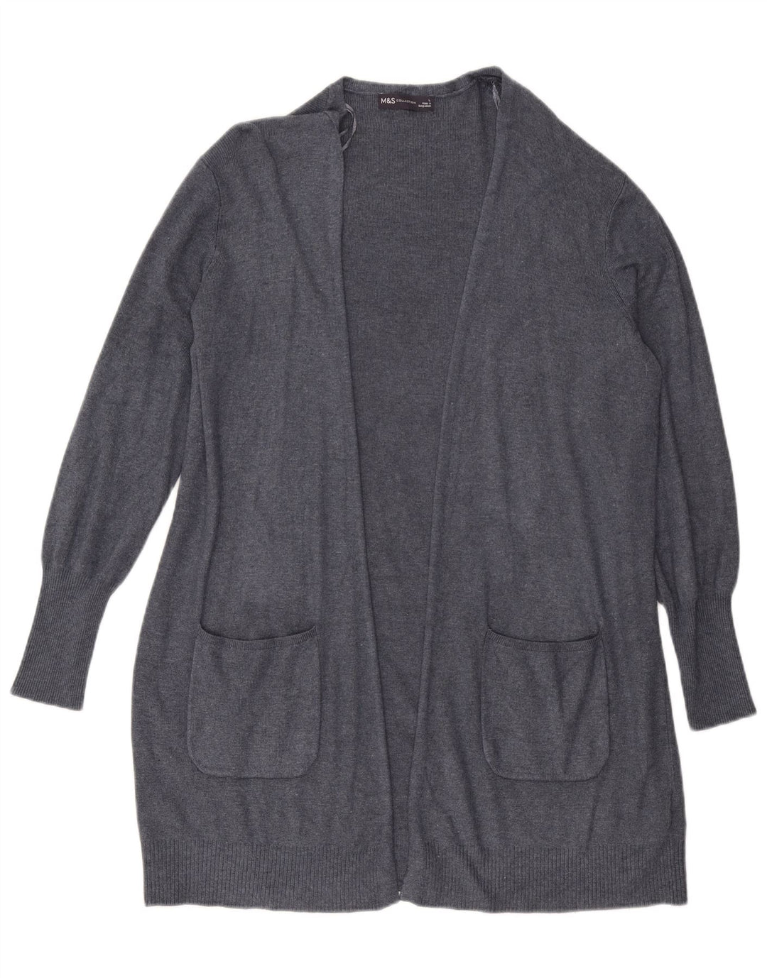 MARKS & SPENCER Damen Longline Open Cardigan Pullover UK 16 Large Blau