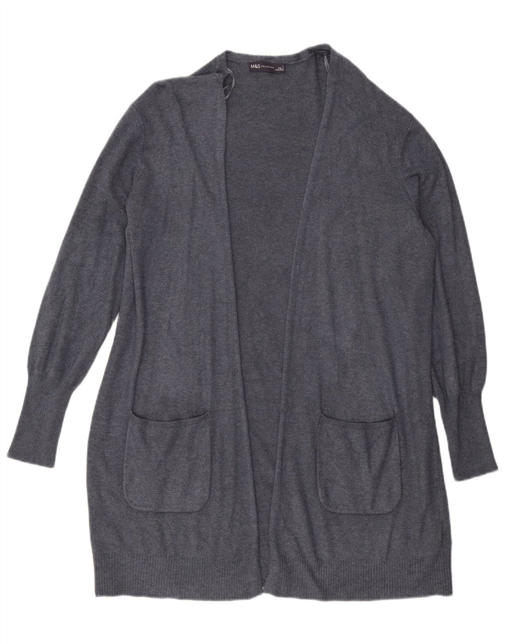 MARKS & SPENCER Damen Longline Open Cardigan Pullover UK 16 Large Blau