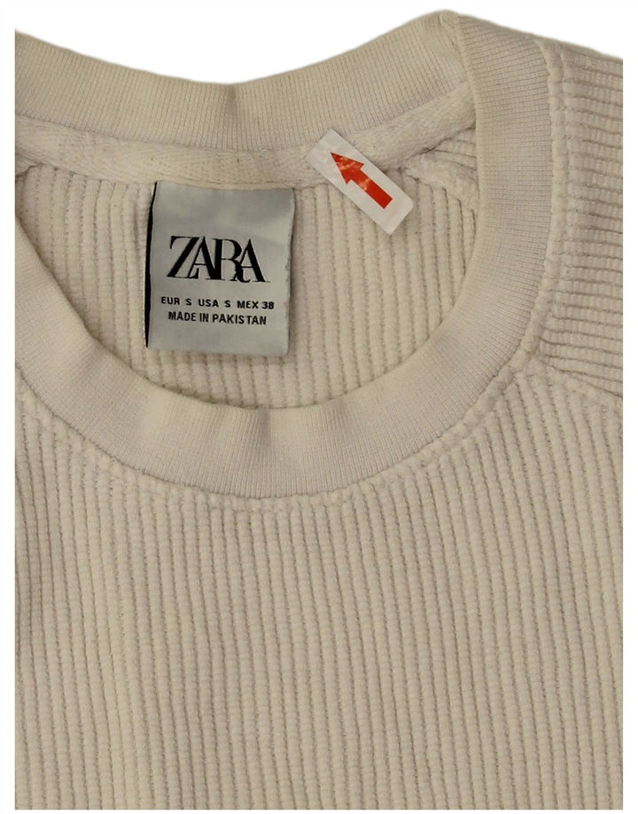 Übergroßes T-Shirt-Oberteil von Zara für Damen, UK 10, Größe S, weiße Baumwolle