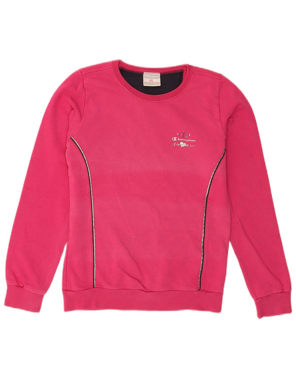 Champion Mädchen-Sweatshirt-Pullover, 13–14 Jahre, XL, rosa gestreift