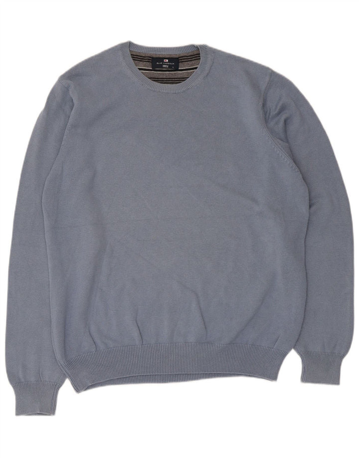 Marks & Spencer Herren-Pullover „Harbor“ mit Rundhalsausschnitt, Blau, Größe L, Baumwolle