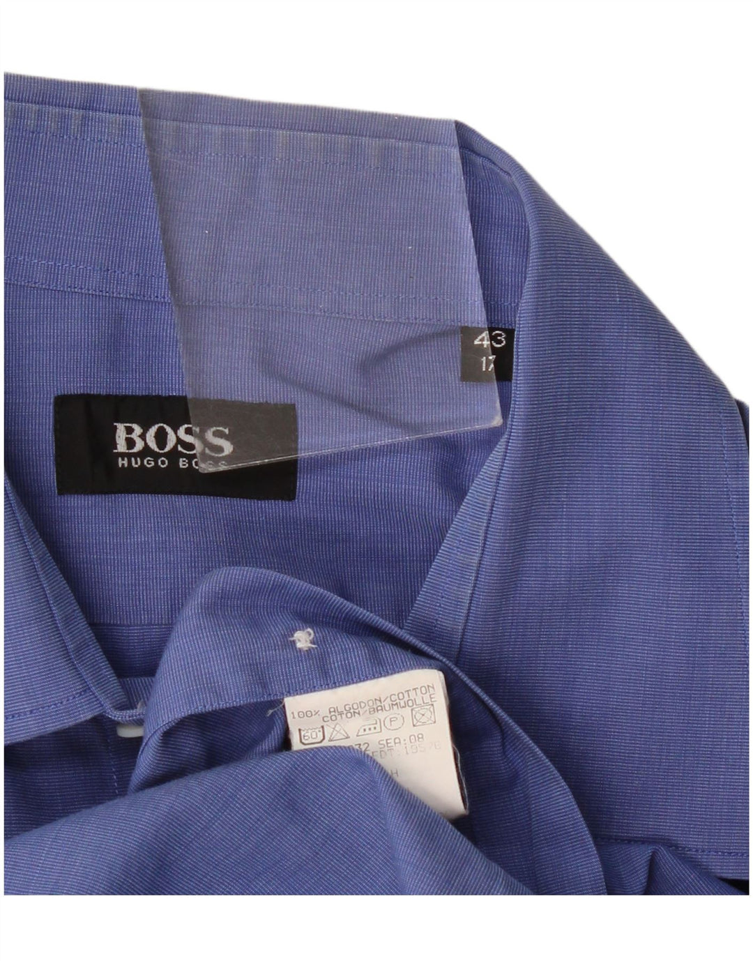 Hugo Boss Herrenhemd Größe 43 17 XL Blaue Baumwolle
