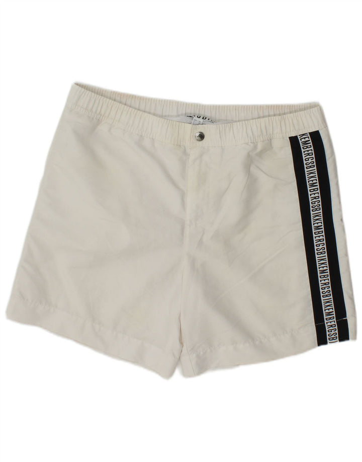 Bikkembergs Herren-Badeshorts mit Grafik, groß, aus weißem Polyester
