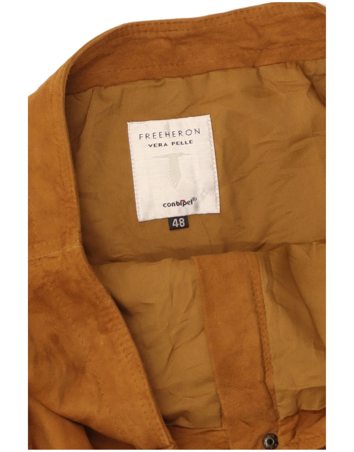 Conbipel Damen-Rock in A-Linie mit hoher Taille, Größe 48, XL, W32, braunes Leder