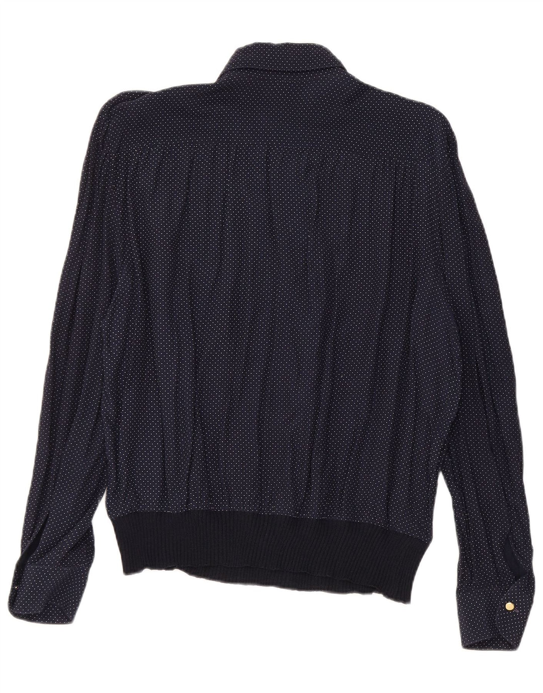 VINTAGE Damen Hemdbluse UK 16 Große marineblau gefleckte Viskose