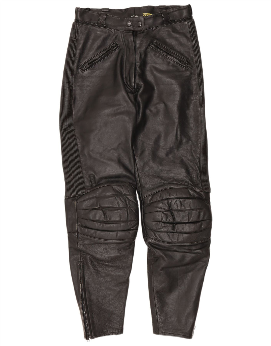 POLO Damen Moto Racer Lederhose EU 38 Medium W28 L29 Schwarzes Leder