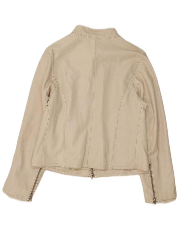 Vintage Damen Lederjacke UK 14 Medium Beige