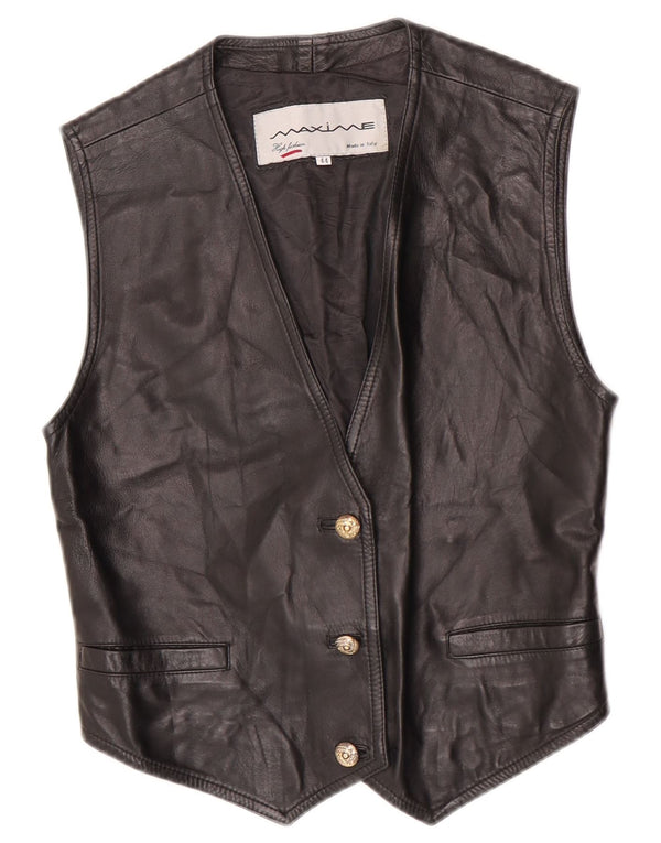 Maxime Damen Crop Lederweste IT 44 Medium Schwarz