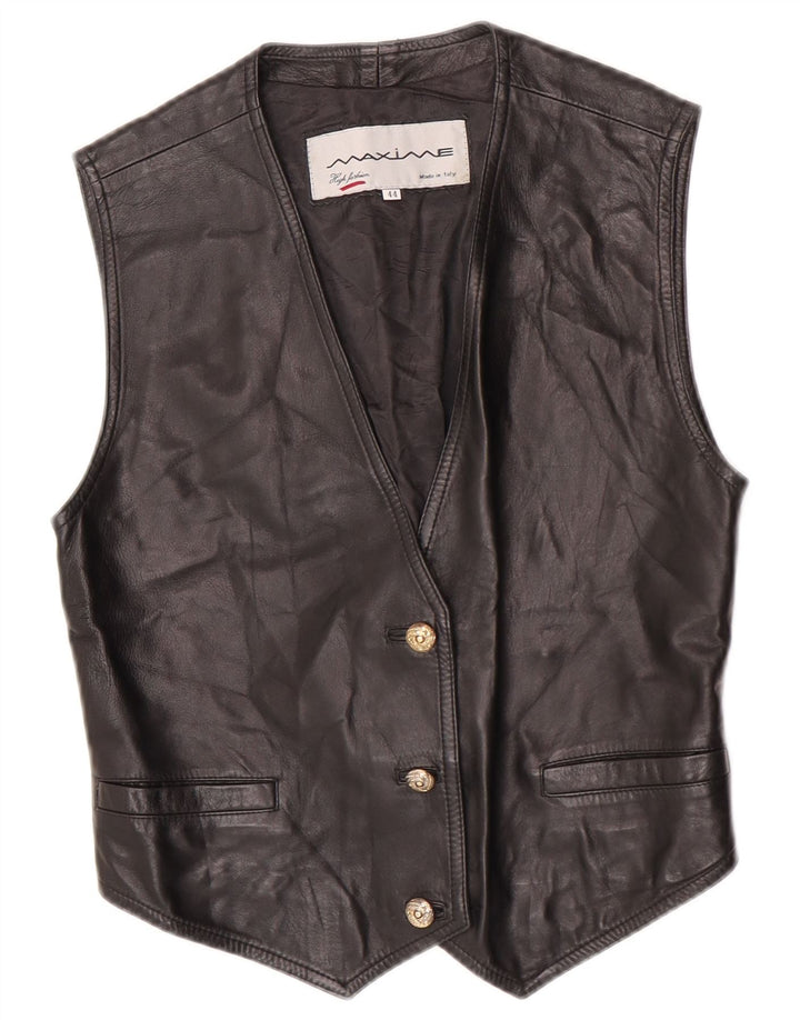 Maxime Damen Crop Lederweste IT 44 Medium Schwarz