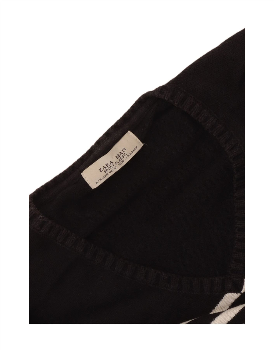 Zara Herren V-Ausschnitt Pullover Pullover XL Schwarz gestreift
