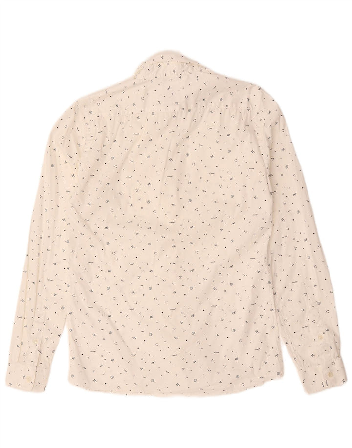 Zara Herren-Hemd mit abstraktem Muster, Super Slim Fit, Größe S, Weiß