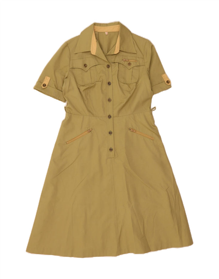 VINTAGE Womens Shirt Dress IT 44 Medium Khaki Polyester Vintage Vintage and Second-Hand Vintage from Messina Hembry 