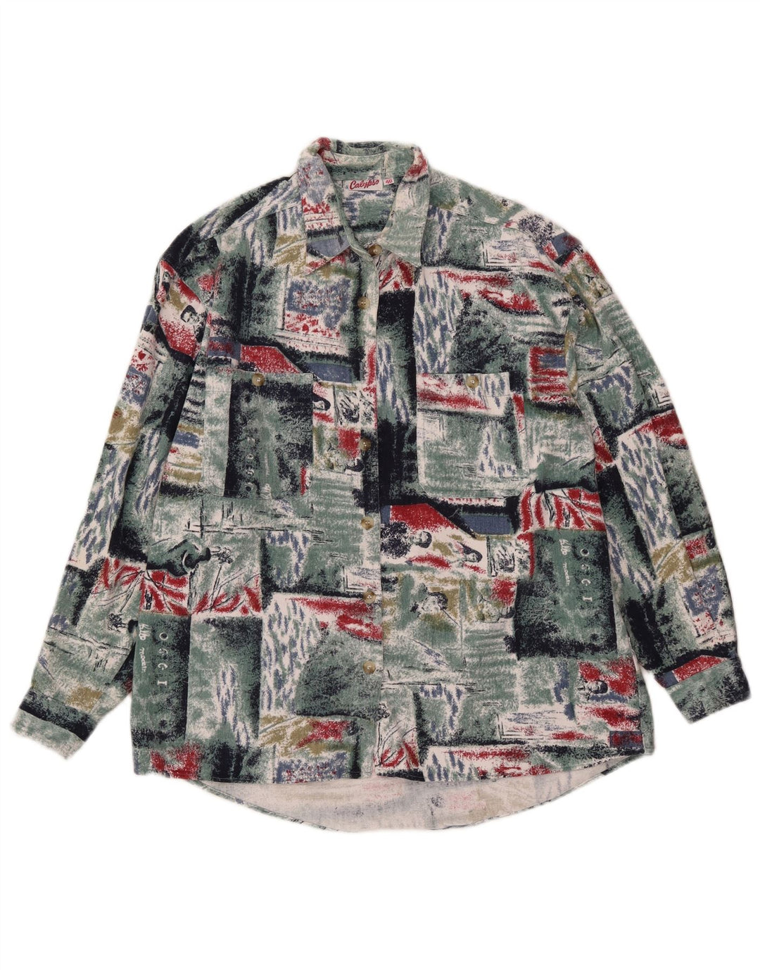 Calypso Herren-Flanellhemd, Größe 40, mittelgroß, mehrfarbig, Patchwork-Baumwolle