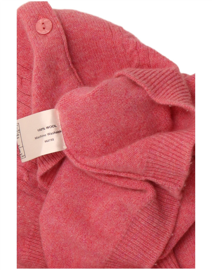 VINTAGE Damen Strickjacke Pullover UK 16 Große rosa Wolle
