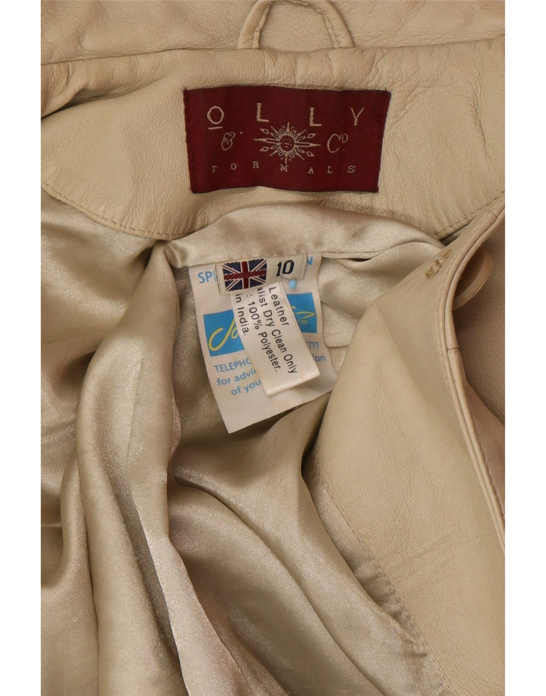 OLLY & CO Damen Ledermantel UK 10 Small Beige Leder