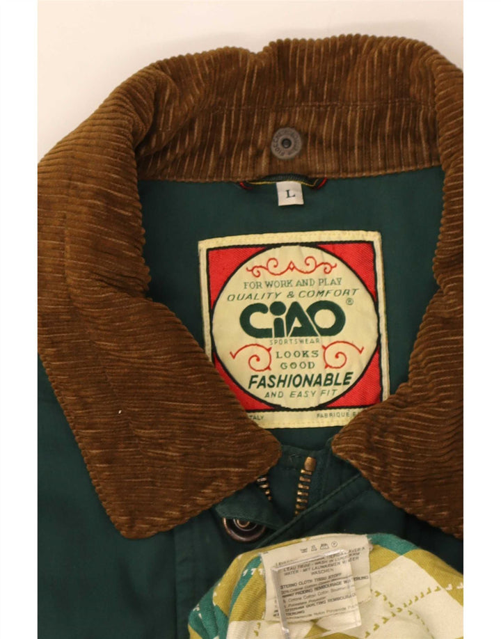 Ciao Herrenmantel UK 40 Large Grün Colourblock Baumwolle