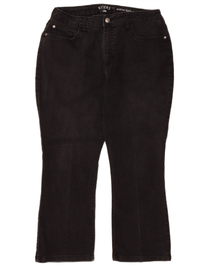LEE Damen Riders Mid Rise Bootcut Cropped Jeans US 14 XL W32 L24 Schwarz