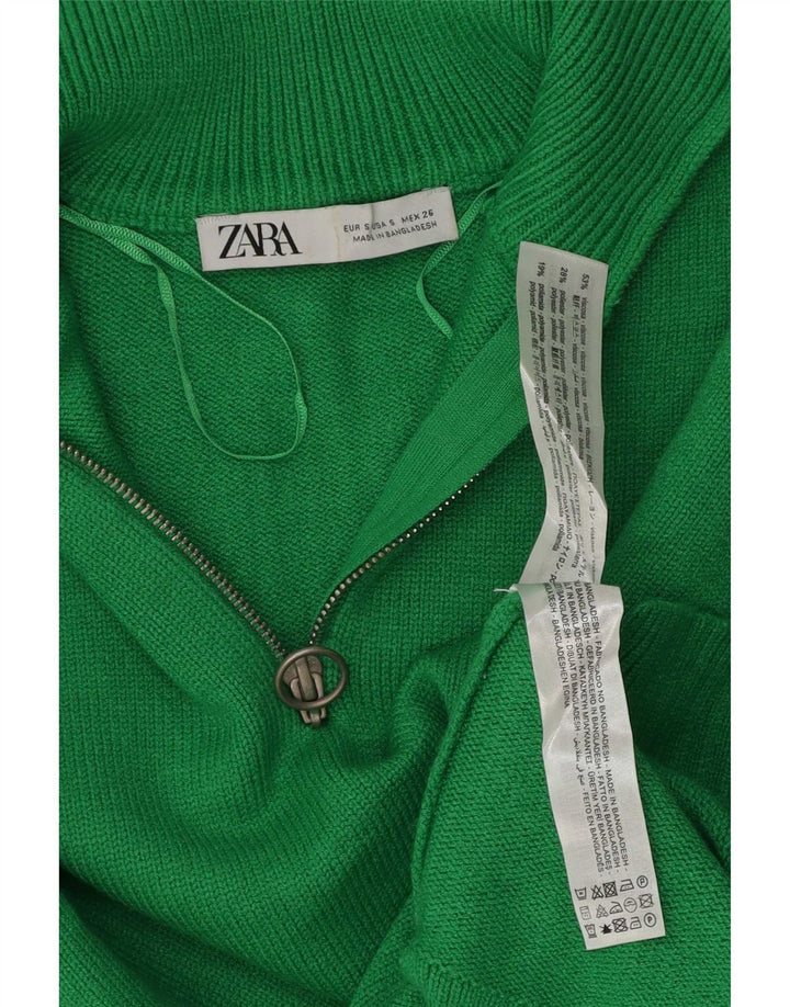 Zara Damen-Pullover, übergroß, mit Reißverschluss, Gr. 10, Größe S, Grün, Polyester