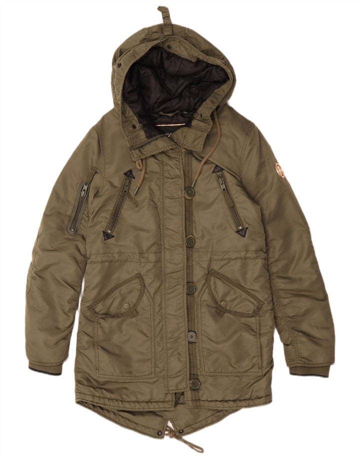 Superdry Damen-Parka mit Kapuze, UK 10, Größe S, Grün, Polyester