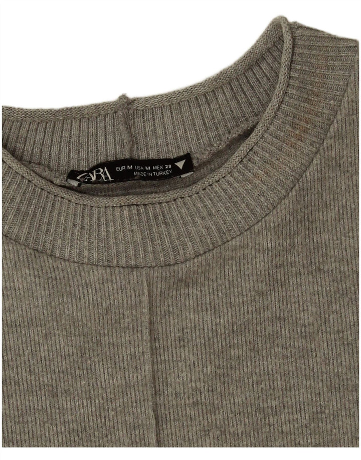 Zara Damen-Pulloverkleid mit kurzen Ärmeln, UK 14, mittelgraues Polyester