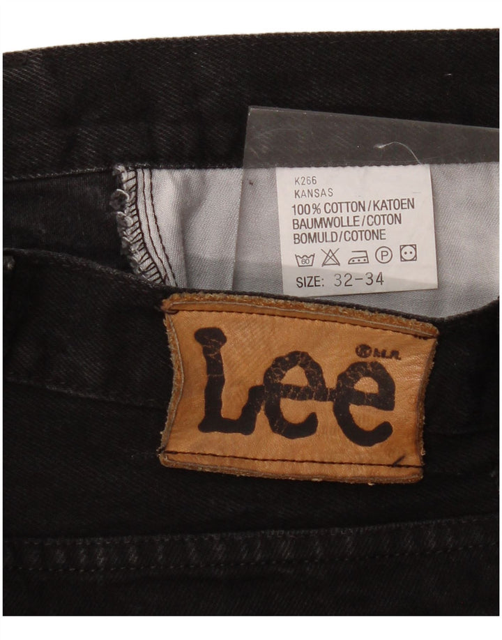 Lee Herren Kansas Straight Jeans W32 L30 Schwarze Baumwolle