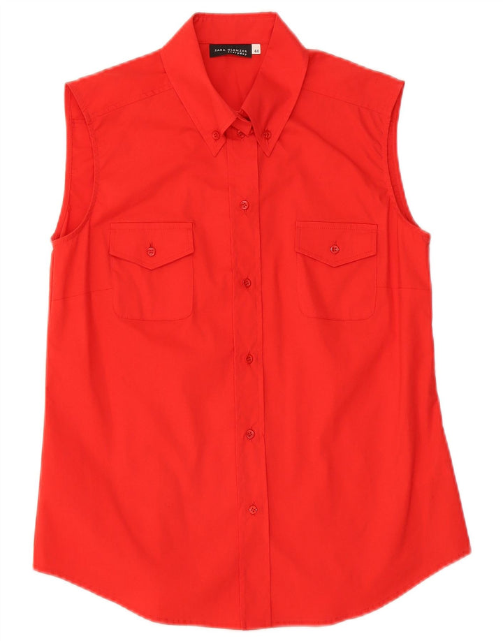 SARA GLENZER Womens Sleeveless Shirt IT 44 Medium Red Cotton