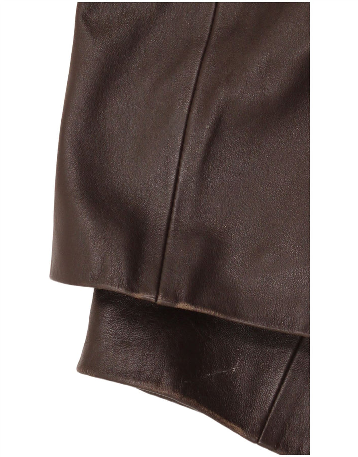 Vintage Damen 3 Knopf Leder Blazer Jacke UK 18 XL Braunes Leder