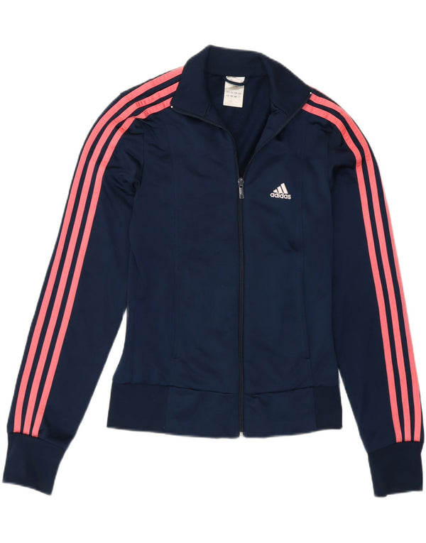 Adidas Damen Trainingsanzug Top Jacke UK 8 Small Marineblau Polyester