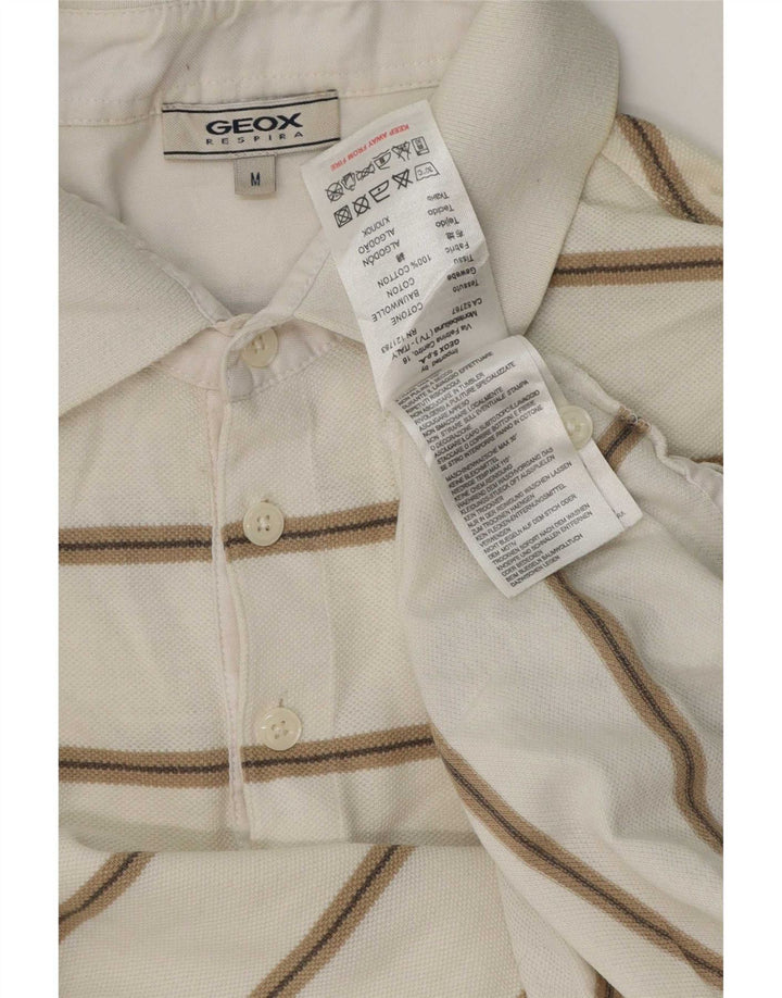 Geox Herren Respira Regular Fit Poloshirt Mittelweiß gestreifte Baumwolle