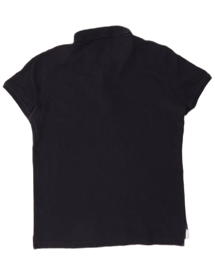 Massimo Dutti Herren-Poloshirt mit lässiger Passform, mittelmarineblaue Baumwolle