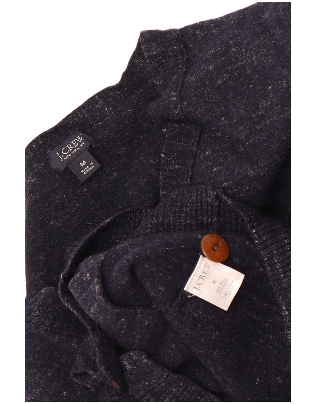 J. Crew Herren-Strickjacke mit schmaler Passform, mittelmarineblau gesprenkelte Wolle