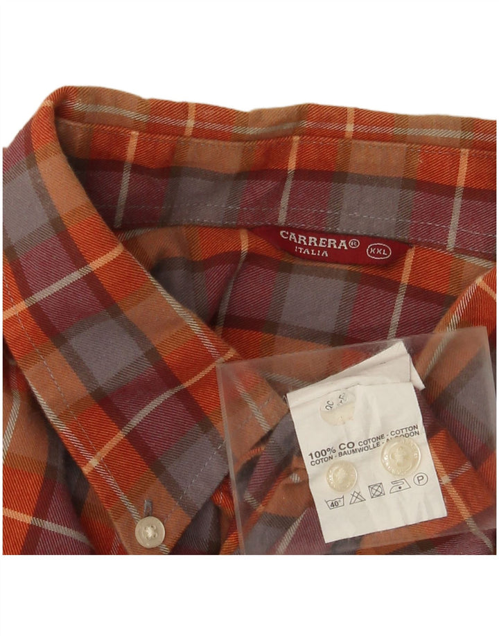 Carrera Herren Flanellhemd 2XL Orange Karo Baumwolle