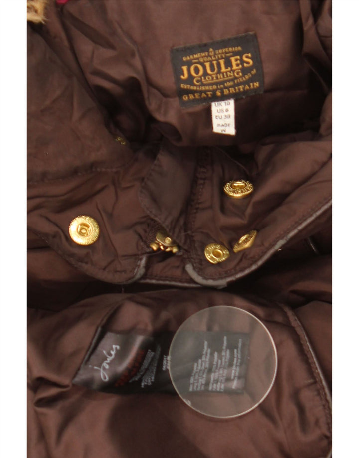 JOULES Wattierter Damenmantel mit Kapuze, UK 10, Größe S, Braun, Polyester