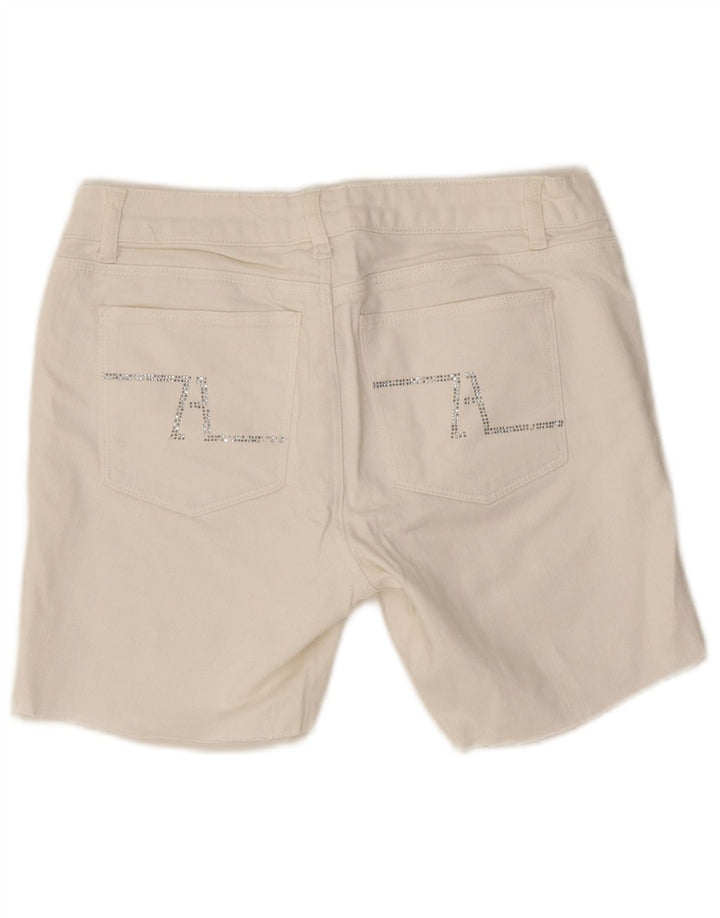Zara Damen Graphic Denim Shorts EU 40 Medium W30 Weiß