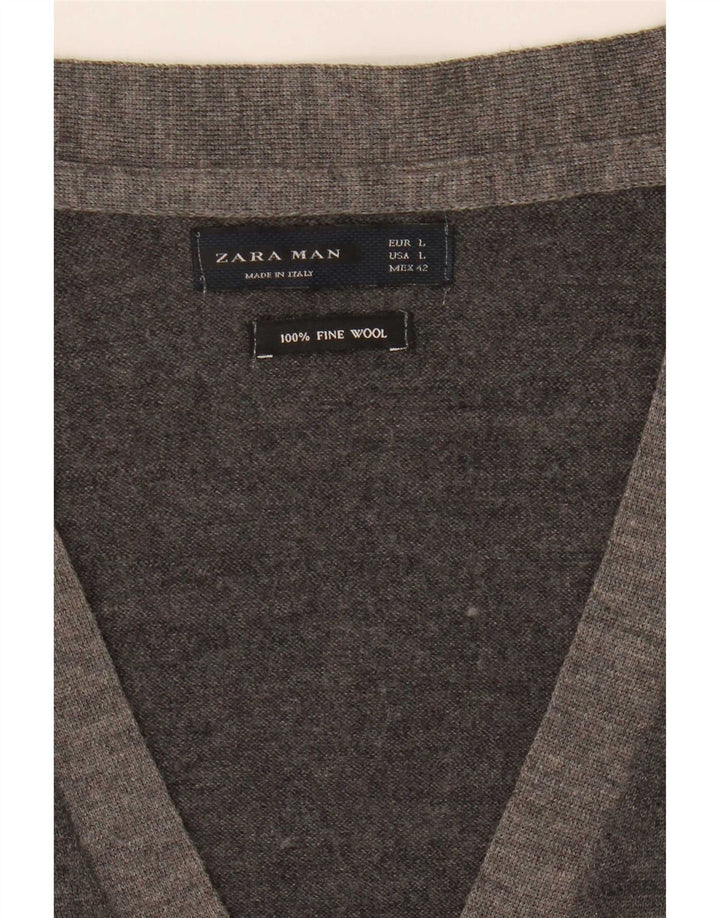 Zara Herren-Cardigan-Pullover, große graue Wolle