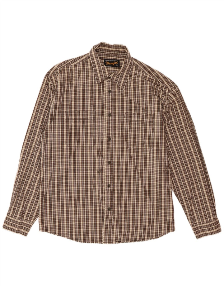 Wrangler Herren-Flanellhemd XL, braun kariert, Baumwolle