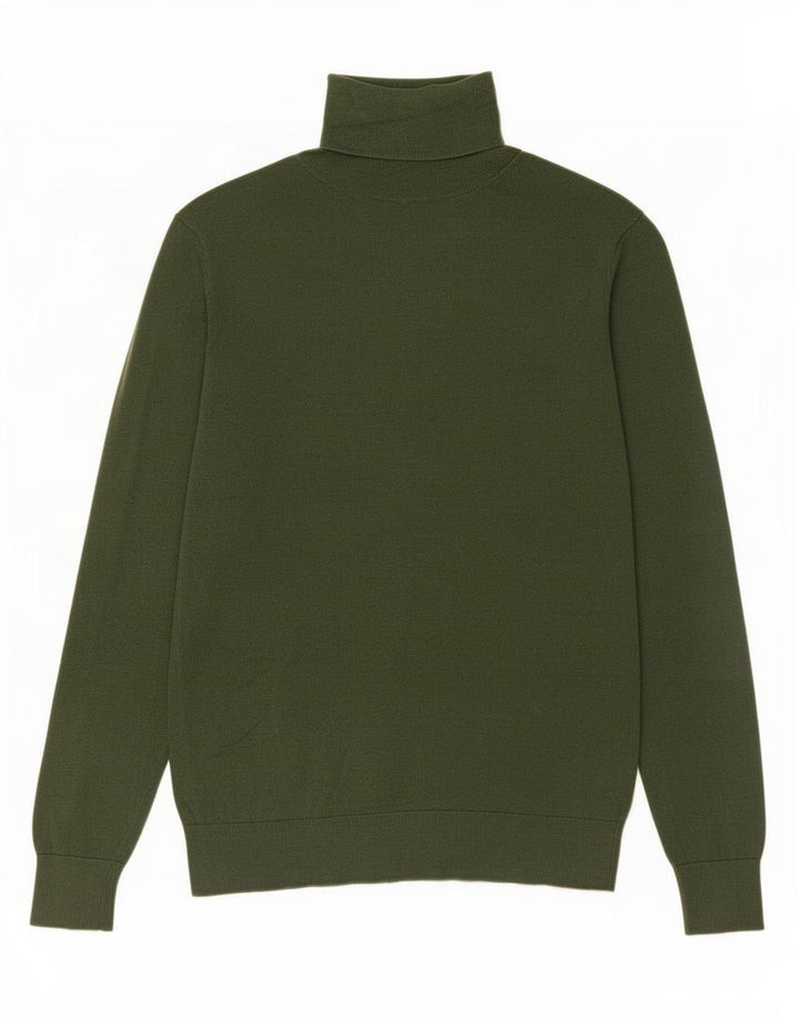 Massimo Dutti Rollkragenpullover für Damen, UK 12, mittelgrüne Seide