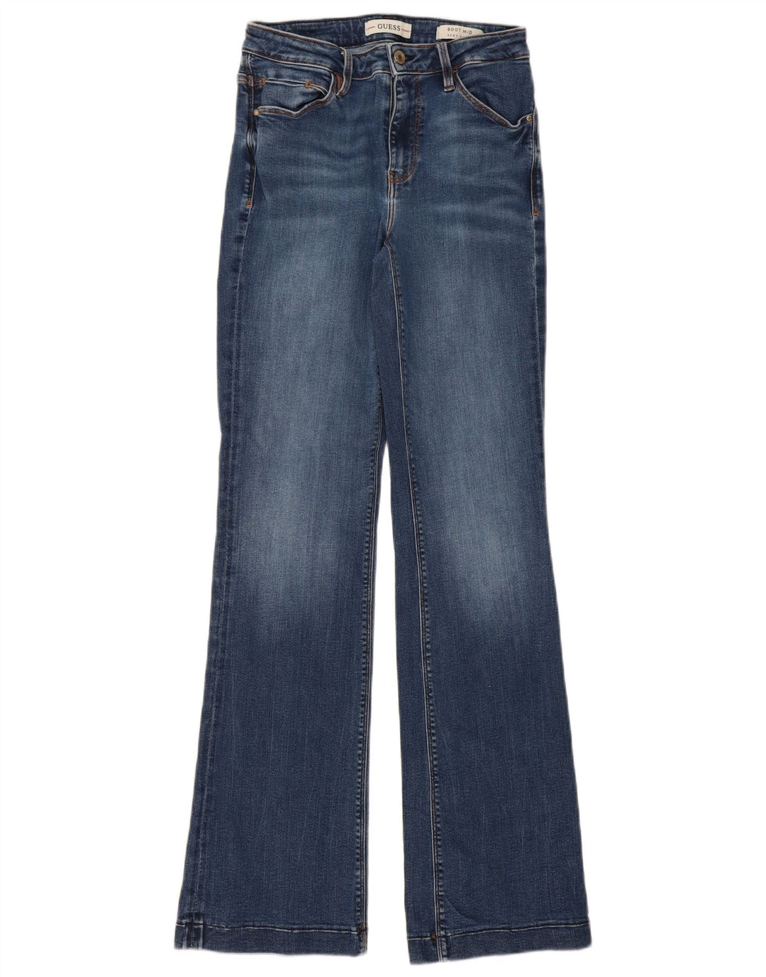 GUESS Womens Mid Rise Bootcut Jeans W28 L33 Blue Cotton