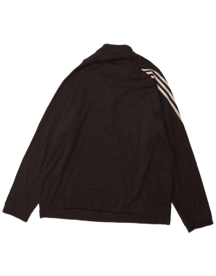 Adidas Herren-Pullover-Trainingsanzugoberteil mit Reißverschluss und Halsausschnitt, groß, aus schwarzem Polyester