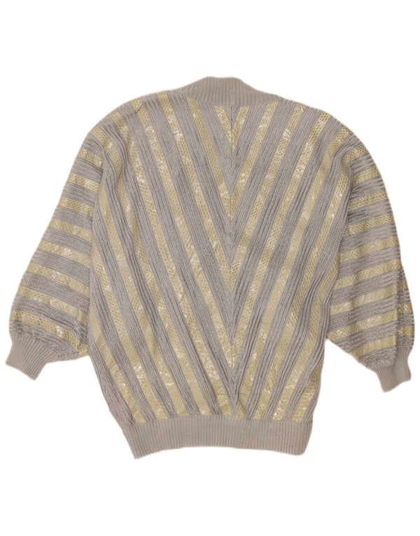 Hettabretz Womens Batwing Cardigan Sweater UK 18 XL Grey Animal Print Silk