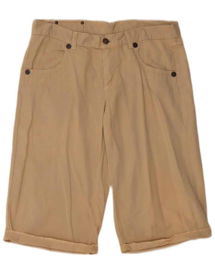 BENETTON Damen Bermudashorts IT 42 Medium W32 Beige Baumwolle