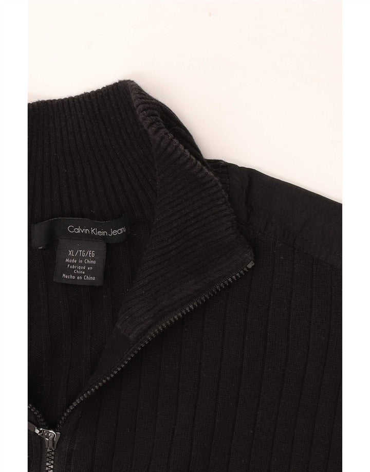 Calvin Klein Jeans Herren-Pullover mit Reißverschluss, XL, Schwarz