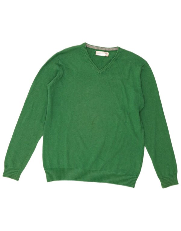Zara Jungen-Pullover mit V-Ausschnitt, 11–12 Jahre, grüne Baumwolle