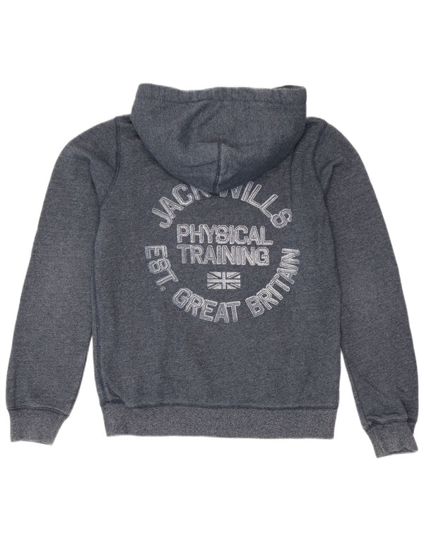Jack Wills Damen Kapuzenpullover UK 12 Mittelmarineblau gesprenkelte Baumwolle