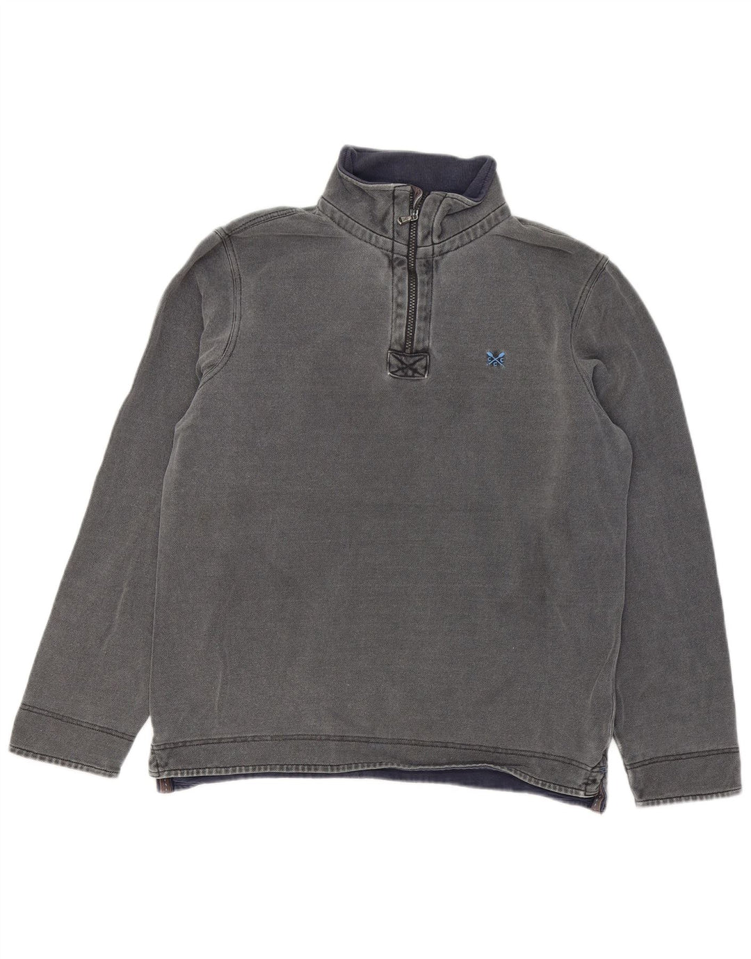 Crew Clothing Herren-Sweatshirt mit Reißverschluss am Hals, mittelgraue Baumwolle