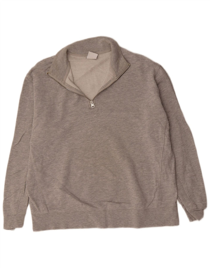Zara Herren-Sweatshirt mit Reißverschluss am Hals, Größe L, Grau