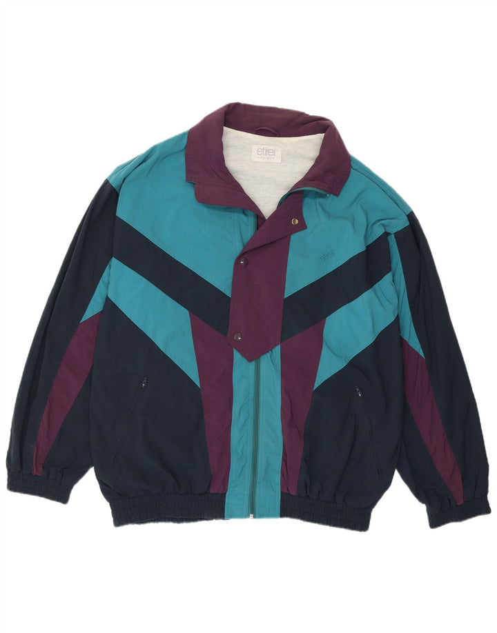 ETIREL Herren-Trainingsanzugoberteil mit lockerer Passform, IT 50, Mittelblau, Farbblock