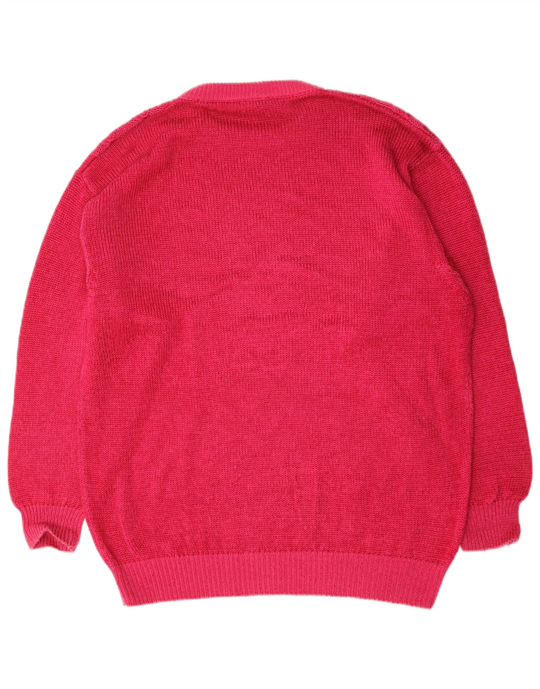 Vintage Herren Pullover mit Rundhalsausschnitt, groß, rosa Baumwolle