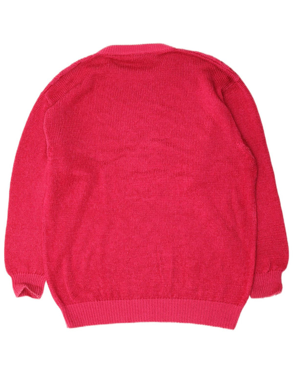 Vintage Herren Pullover mit Rundhalsausschnitt, groß, rosa Baumwolle