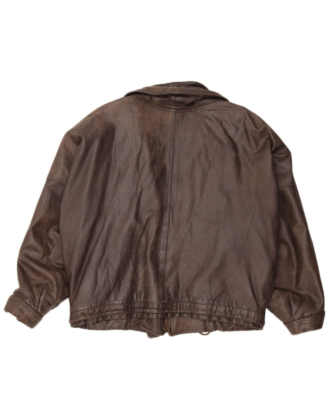 Vintage Damen Crop Oversized Lederjacke IT 52 2XL Braunes Leder